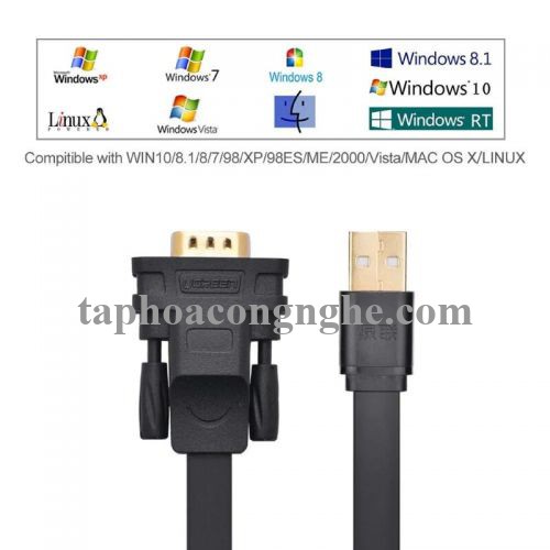 Ugreen 20221 3M Cáp tín hiệu chuyển đổi USB 2.0 sang COM RS232 dáng dẹt cao cấp CR107 30020221
